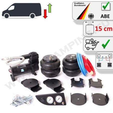 Air Suspension Kit - Dual-Circuit with Compressor and vehicle specific manometer - 15 cm - Ducato, Boxer, Jumper