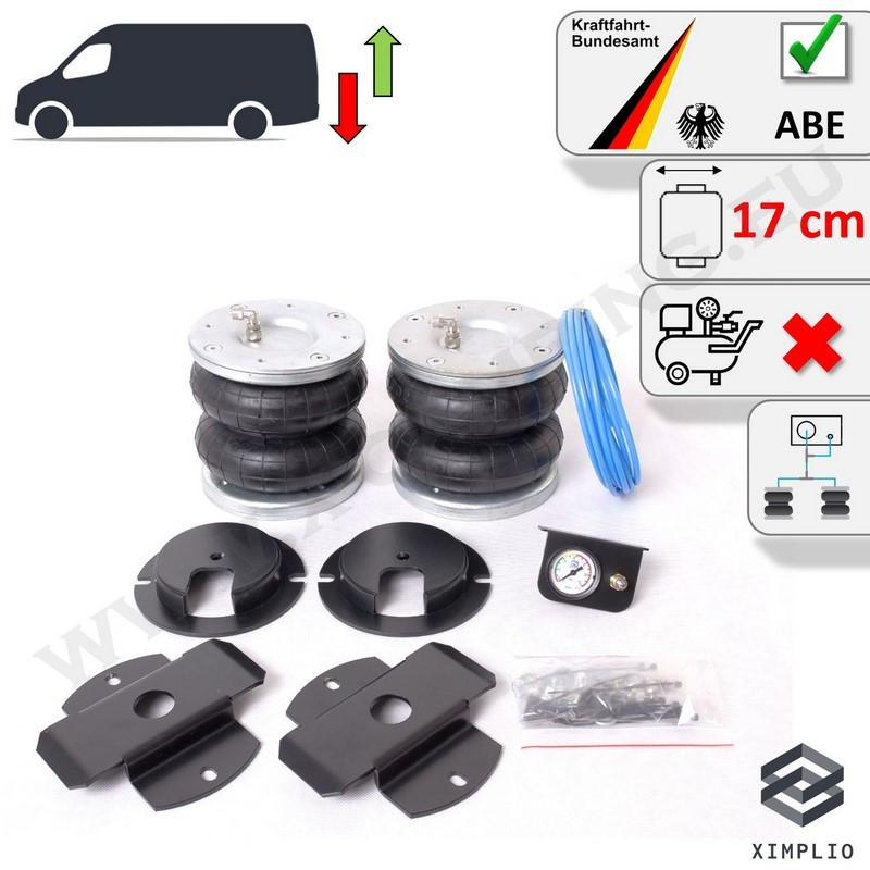 Air Suspension Kit - Single-Circuit without Compressor and universal manometer - 17 cm - Ducato, Boxer, Jumper
